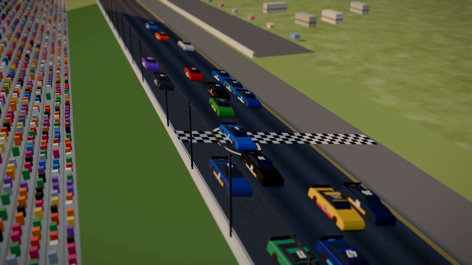 The pack crossing the finish line